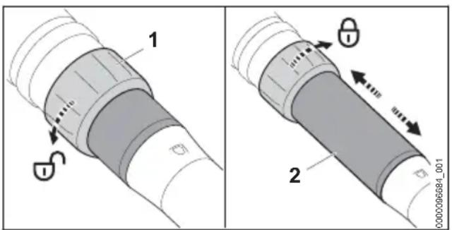 STIHL BGA 300.0 - Ajustage du tube de soufflage - 1
