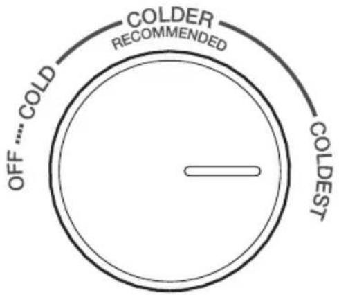 VEDETTE VFC301BRFW - Temperature setting of the Fridge Compartment The fridge temperature setting knob - 1