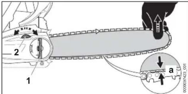 STIHL MS 212 - Tensionamento della catena (tendicatena rapido) - 1