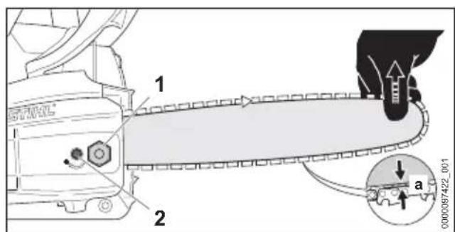 STIHL MS 212 - Tension de la chaîne - 1