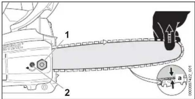 STIHL MS 212 - Messa in tensione della catena della sega - 1