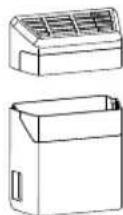 Technical diagram showing internal components of a refrigerator with labeled parts and directional arrows indicating rotation or adjustment.