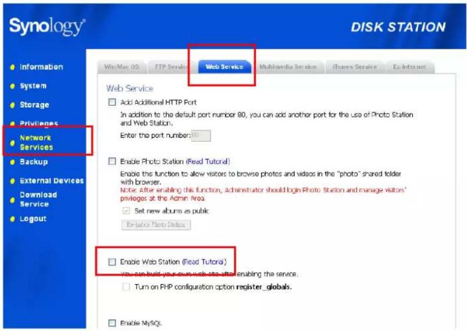 SYNOLOGY DiskStation DS-101j - Description des détails de Web Station - 1