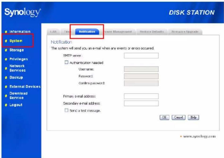 SYNOLOGY DiskStation DS-101j - Notification par courrier électronique - 1