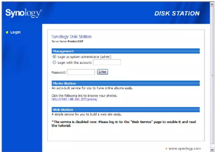 SYNOLOGY DiskStation DS-101j - Accès manuel à l'interface de gestion Web - 1