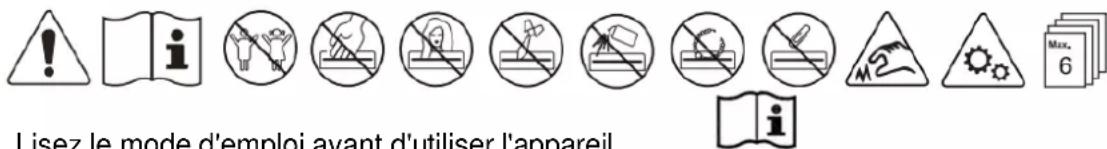 Lisez le mode d'emploi avant d'utiliser l'appareil.