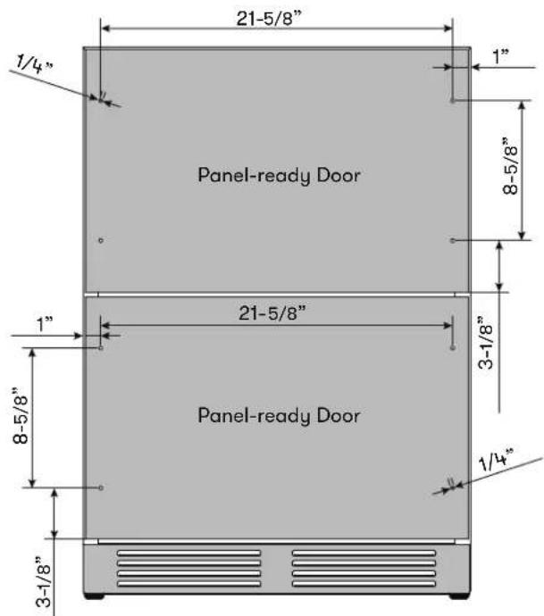 21-5/8" 1/4" Panel-ready Door 8-5/8" 1" 21-5/8" 3-1/8" 1/4" Panel-ready Door 3-1/8"