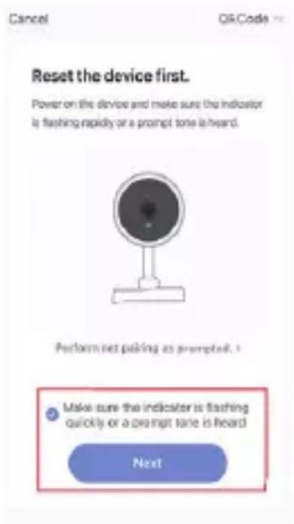 Reset the device first. Power on the device and make sure the indicator is flashing rapidly or a prompt tone is heard. Perform net picking as prompted. Make sure the indicator is flashing quickly or a prompt tone is heard Next