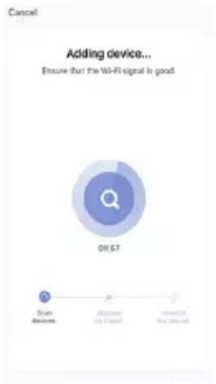 Cancel Adding device... Ensure that the Wi-Fi signal is good. 09.57 Scan devices. Wireless access Wireless network