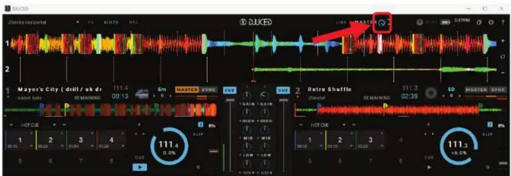 DJCKD 20locks Horizontal DJCKD LINK MASTER 357PM 1 2 Mayor's City ( drill / sk dr 111.4 00:13 Sm MASTER SYNC Cure B REMAINING 1 SAIN CAIN HIGH SLOW MID MID LOW LOW CUE 2 Retro Shuffle 111.3 02:39 SD HASTEN SYNC HOT CUE 1 2 3 4 0 6 7 8 CUE 111.4 0.0% HOT CUE 1 2 3 4 0 6 7 8 CUE 111.3 +0.0%