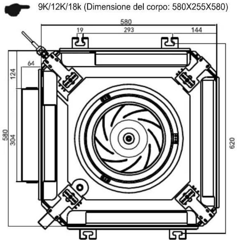 9K/12K/18k (Dimensione del corpo: 580X255X580) 580 19 293 144 64 124 580 304 620