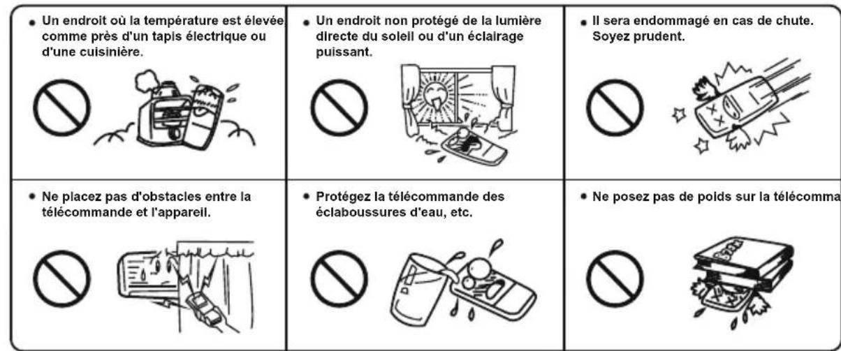 TCL MN09SS1 - Remarque sur la manipulation de la télécommande - 1