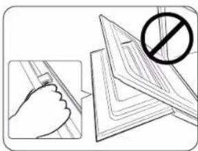 Diagram showing a hand holding a clipboard next to stacked documents with a prohibition symbol indicating no document.