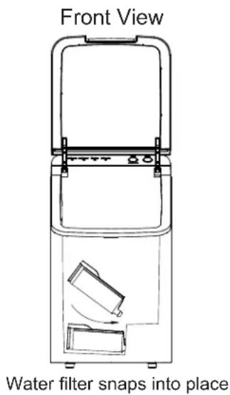 Front View Water filter snaps into place