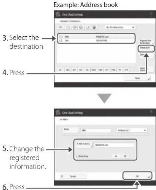 CANON imageRUNNER ADVANCE 4545i III - Check the information of the destination. - 2