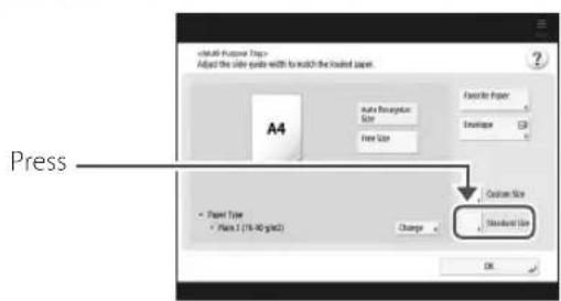 CANON imageRUNNER ADVANCE 4545i III - If the paper size/type setting does not match the paper you have loaded - 1
