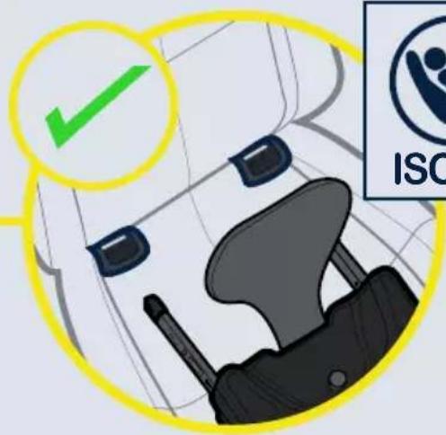 Diagram showing a car interior with a checkmark and an ISO badge, likely indicating inspection or certification status.