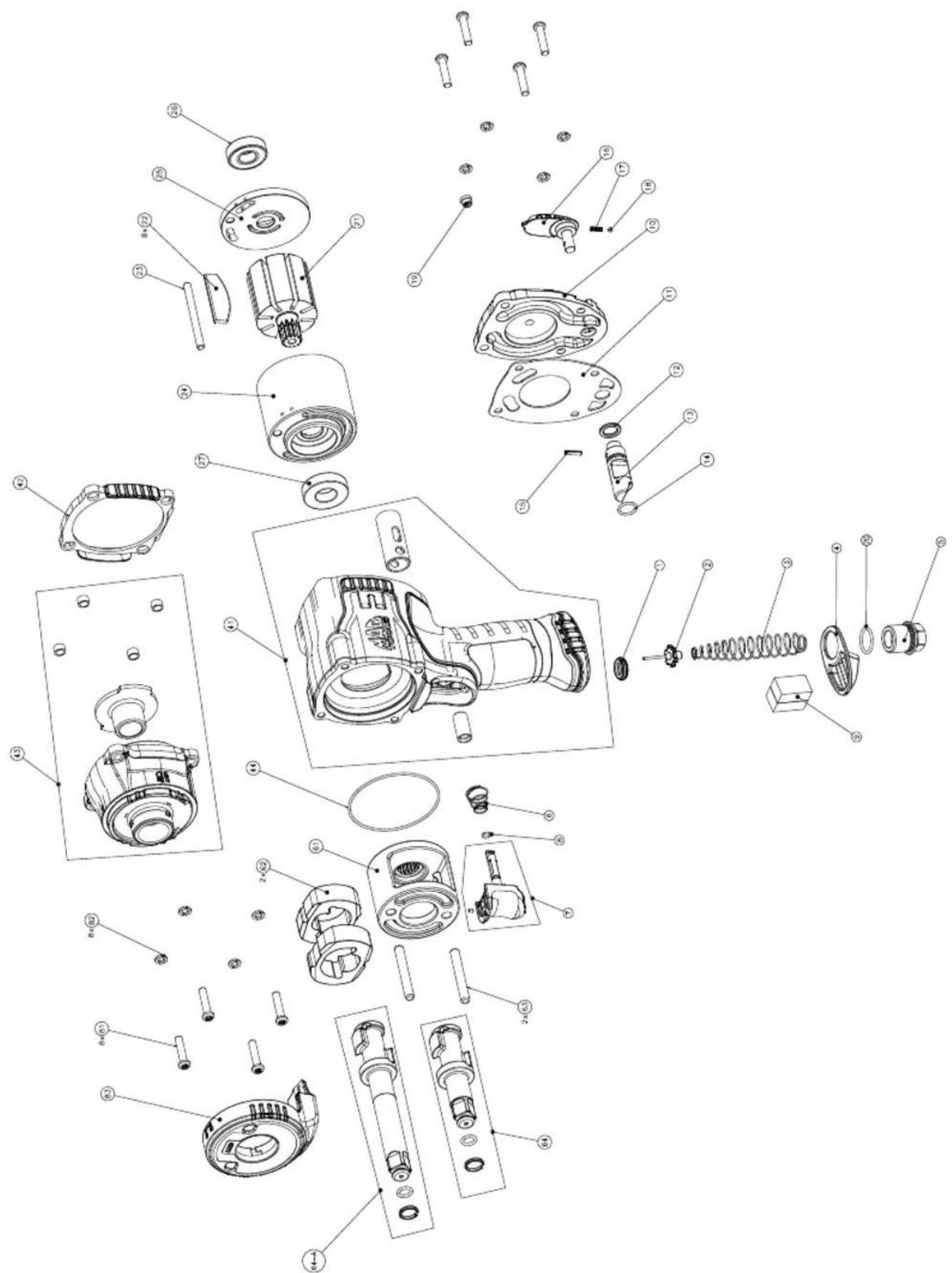 Exploded view diagram of a mechanical assembly with numbered parts for identification
