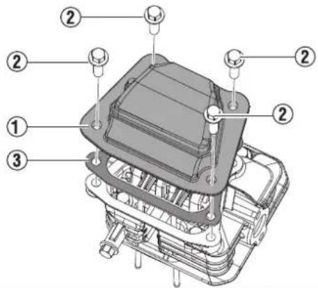 Technical diagram of an automotive engine compartment with numbered parts for identification