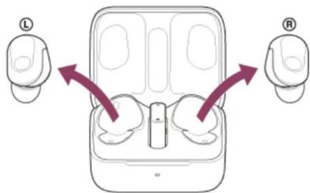 SONY INZONE Buds - Retirez les unités du casque de l'étui de recharge. - 1