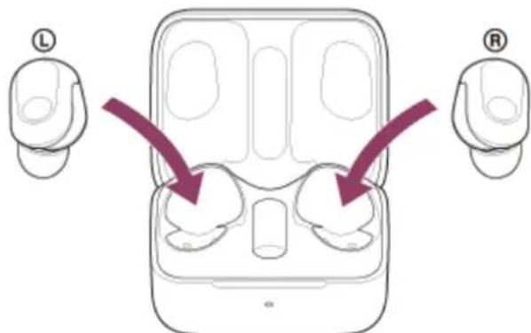 SONY INZONE Buds - Installez les unités du casque dans l'étui de recharge. - 1