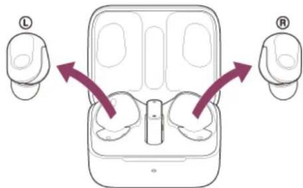 SONY INZONE Buds - Retirez les unités du casque de l'étui de recharge. - 1