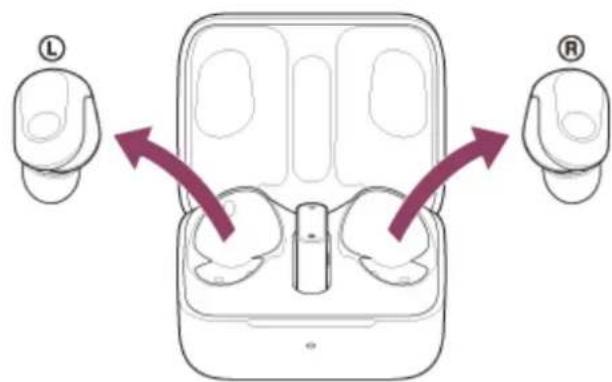 SONY INZONE Buds - Retirez les unités du casque de l'étui de recharge. - 1