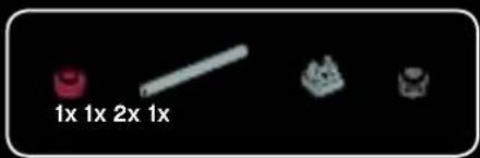 Two simple mechanical components labeled '1x' on a black background, with no text or symbols present.