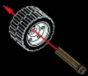 Illustration of a hand holding a circular object with a red arrow pointing outward (no text or symbols)