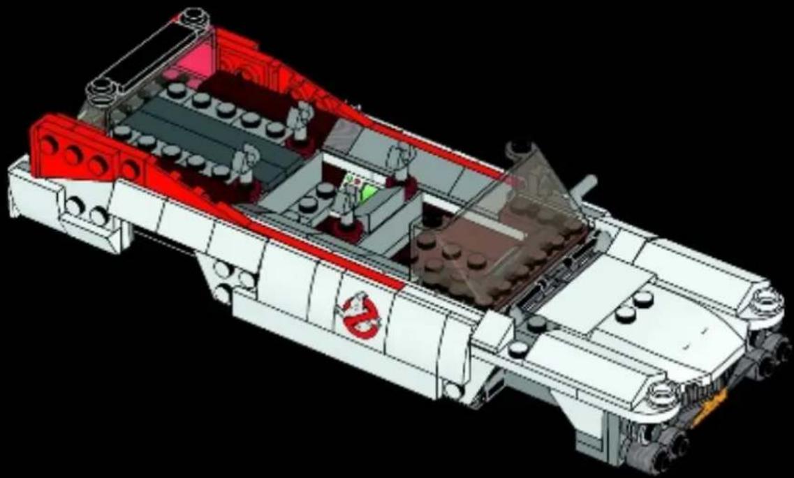 3D cutaway diagram of a mechanical assembly with LEGO blocks and a central platform (no text or symbols visible)