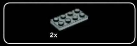 3D rendered LEGO brick base with rounded top surface, labeled '2x' below (no other text or symbols).