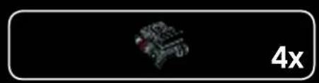 Black background with a small mechanical component icon and the text '4x' in white at the bottom right (no other readable text or symbols)