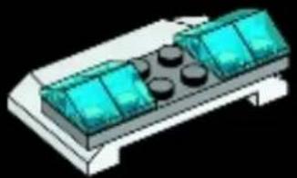 3D rendering of a rectangular electronic device with blue and black modules, no text or symbols visible.