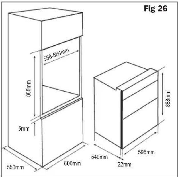Fig 26 558-564mm 880mm 5mm 550mm 600mm 540mm 22mm 595mm 888mm