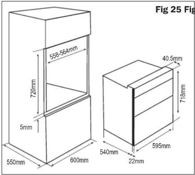 Fig 25 Fig 558-564mm 720mm 5mm 550mm 600mm 40.5mm 716mm 540mm 595mm 22mm
