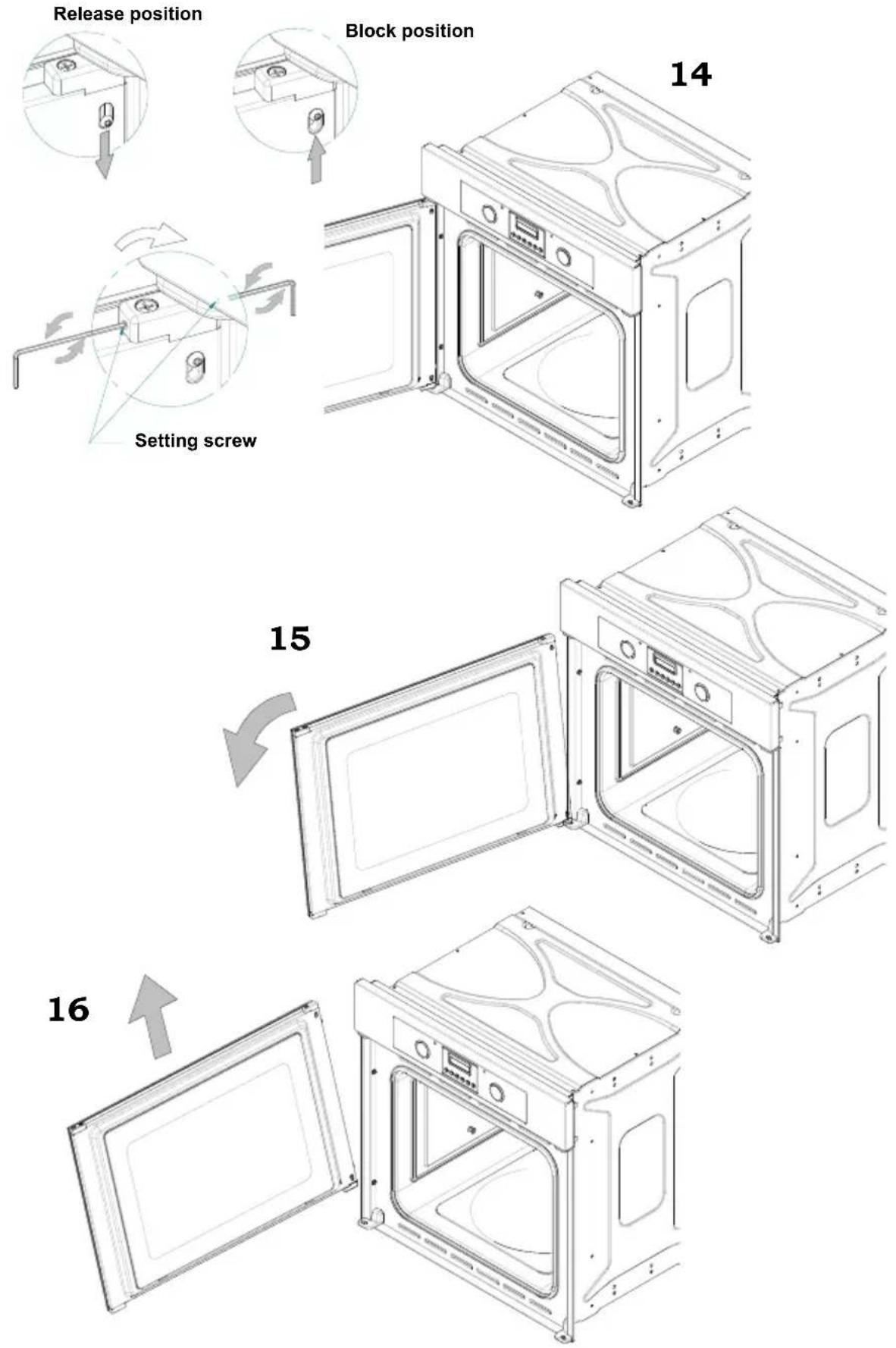 Glem Gas GFMC530IX - REMOVING AND REFITTING THE OVEN DOOR (pics. 14-19) - 1