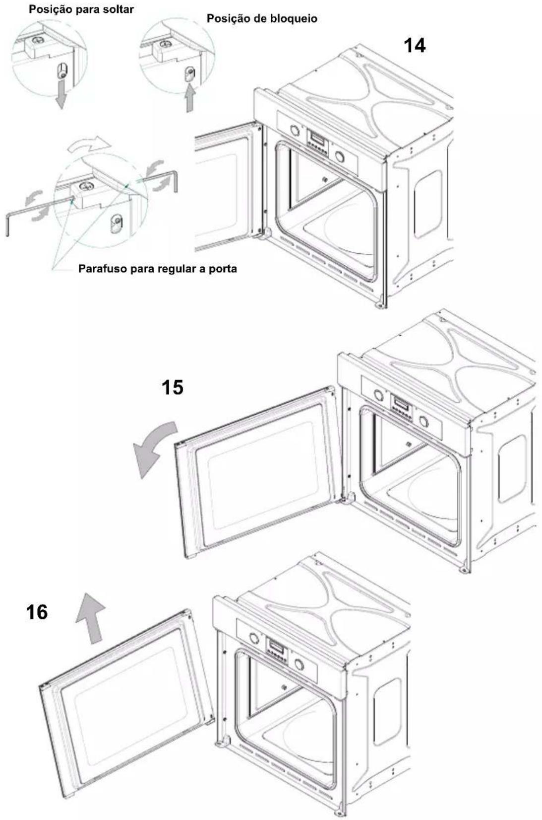 Glem Gas GFMC530IX - REMOÇÃO E RECOLOCAÇÃO DA PORTA DO FORNO (14-19) - 1