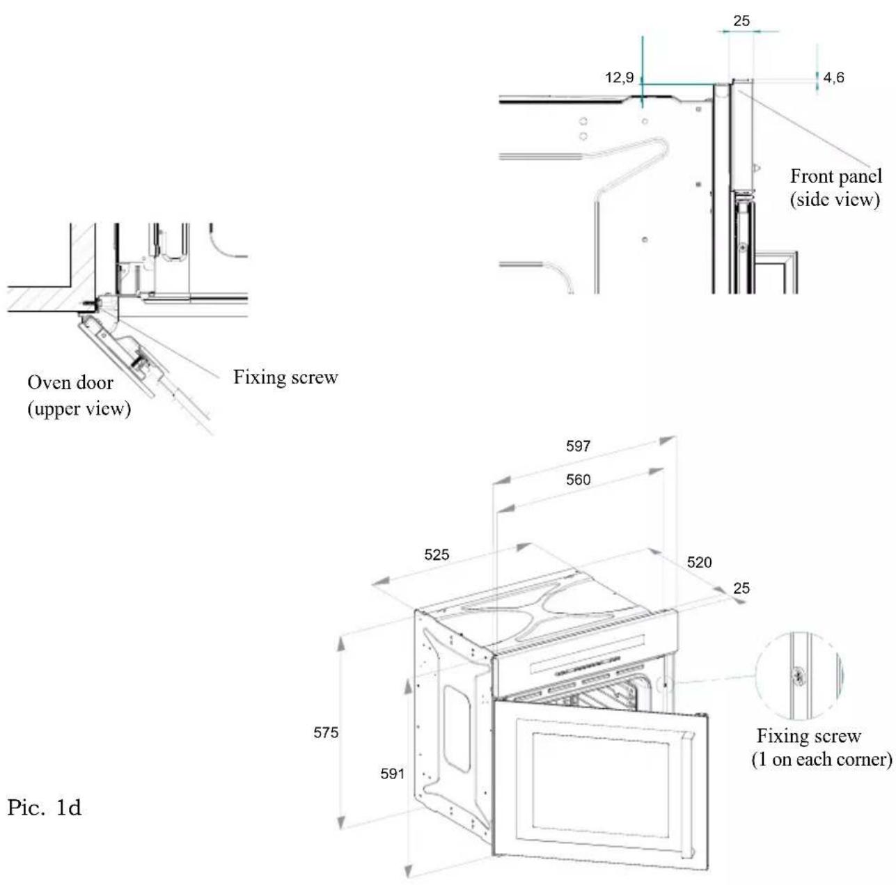 Glem Gas GFMC530IX - Installation scheme for the oven with reversible door - 2