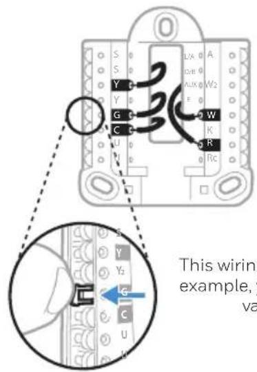 HONEYWELL RTH7560E1001/E - Gently tug on the wires to verify they are secure. - 1