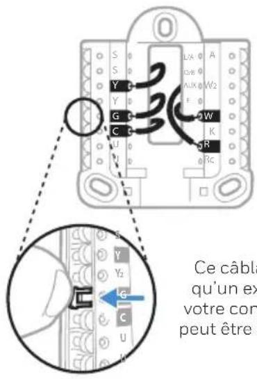 HONEYWELL RTH7560E1001/E - Tirez délicatement sur les fils pour vérifier qu'ils sont bien placés. - 1
