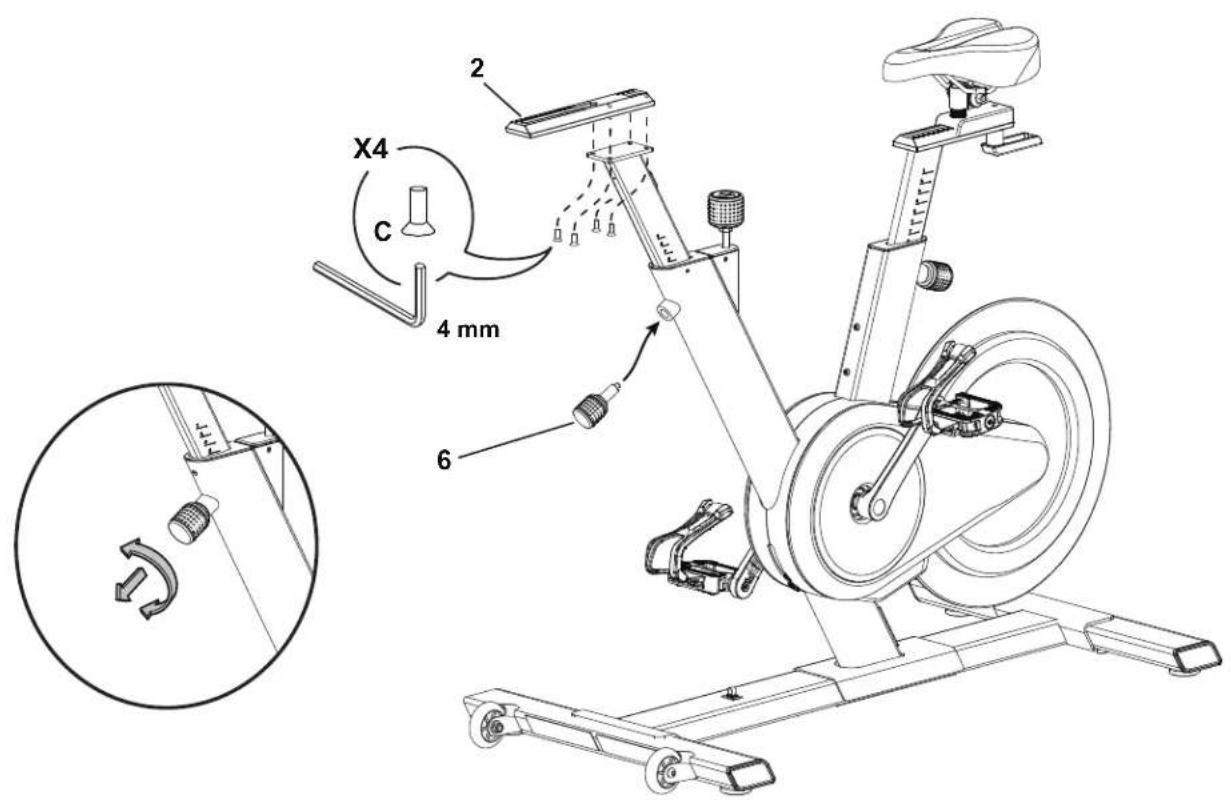 BOWFLEX IC Bike SE - Fixer le bouton de réglage du montant du guidon et le rail du guidon - 2