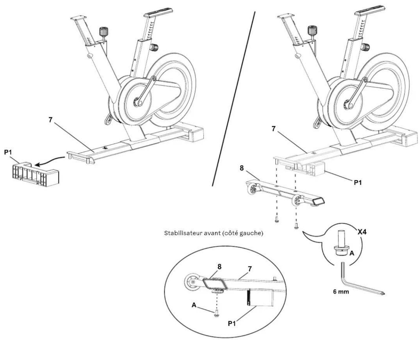 BOWFLEX IC Bike SE - 1A. Fixer le stabilisateur avant au cadre - 3