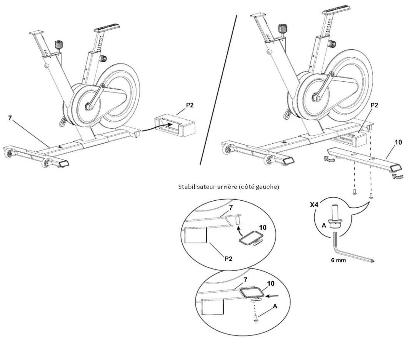 BOWFLEX IC Bike SE - 1B. Fixer le stabilisateur arrière au cadre - 3
