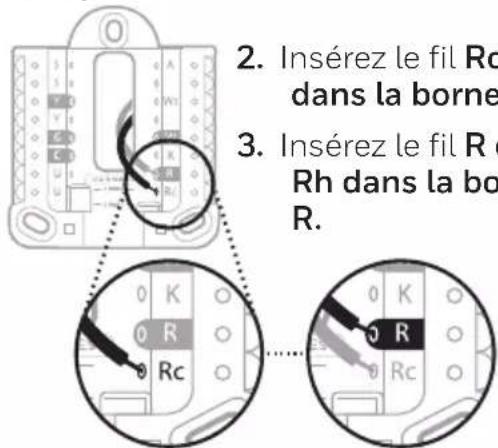 HONEYWELL RTH5160D1003/E - Si vous avez deux fils R (R ou Rh, et Rc) - 2
