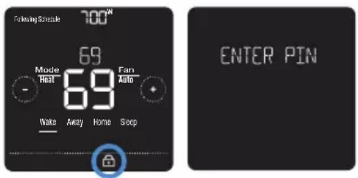 HONEYWELL RCHT8612WF2005/W - Unlocking the screen - 1
