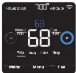 HONEYWELL RCHT8612WF2005/W - Adjusting the temperature in Auto mode - 1