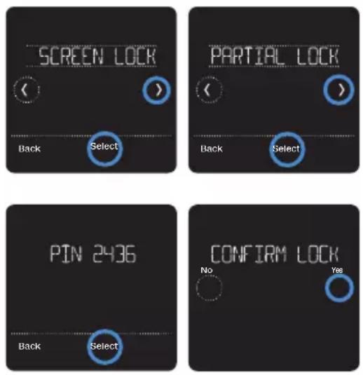 HONEYWELL RCHT8612WF2005/W - Applying a screen lock setting - 1