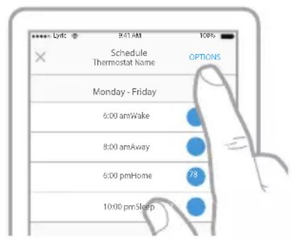 HONEYWELL RCHT8612WF2005/W - Setting a time-based schedule in the Lyric app - 1