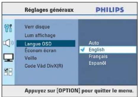 PHILIPS HTS3566D - Langue d'affi chage (OSD) - 1