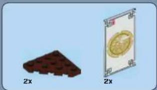 Two 3D objects: a chocolate chip and a rectangular plate with a yellow circular pattern, both labeled '2x' (no text or symbols on the objects themselves)